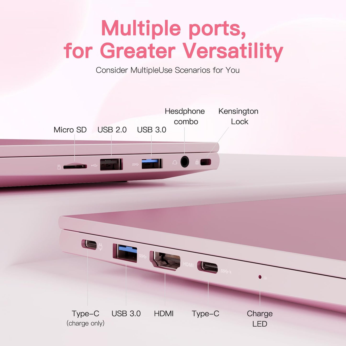15.6 IPS FHD-Laptop, 16GB RAM 1TB SSD Intel Pentium Quad Core N100 (Beat to i3-1115G4 Up to 3.4GHz) Student-Laptop, Laptop-Computer with Backlit Keyboard Fingerprint Home-laptop, Win11, Rose Gold