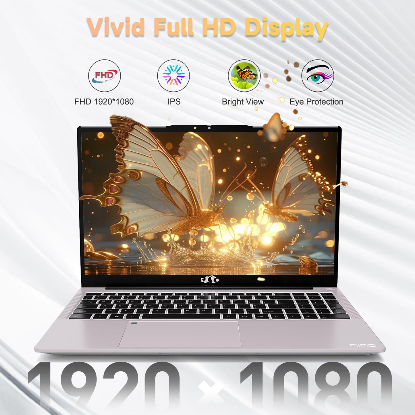 15.6 IPS FHD-Laptop, 16GB RAM 1TB SSD Intel Pentium Quad Core N100 (Beat to i3-1115G4 Up to 3.4GHz) Student-Laptop, Laptop-Computer with Backlit Keyboard Fingerprint Home-laptop, Win11, Rose Gold