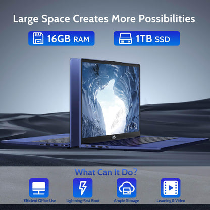 15.6 IPS FHD-Laptop, 16GB RAM 1TB SSD Intel Pentium Quad Core N100 (Beat to i3-1115G4 Up to 3.4GHz) Student-Laptop, Laptop-Computer with Backlit Keyboard Fingerprint Home-laptop, Win11, Rose Gold