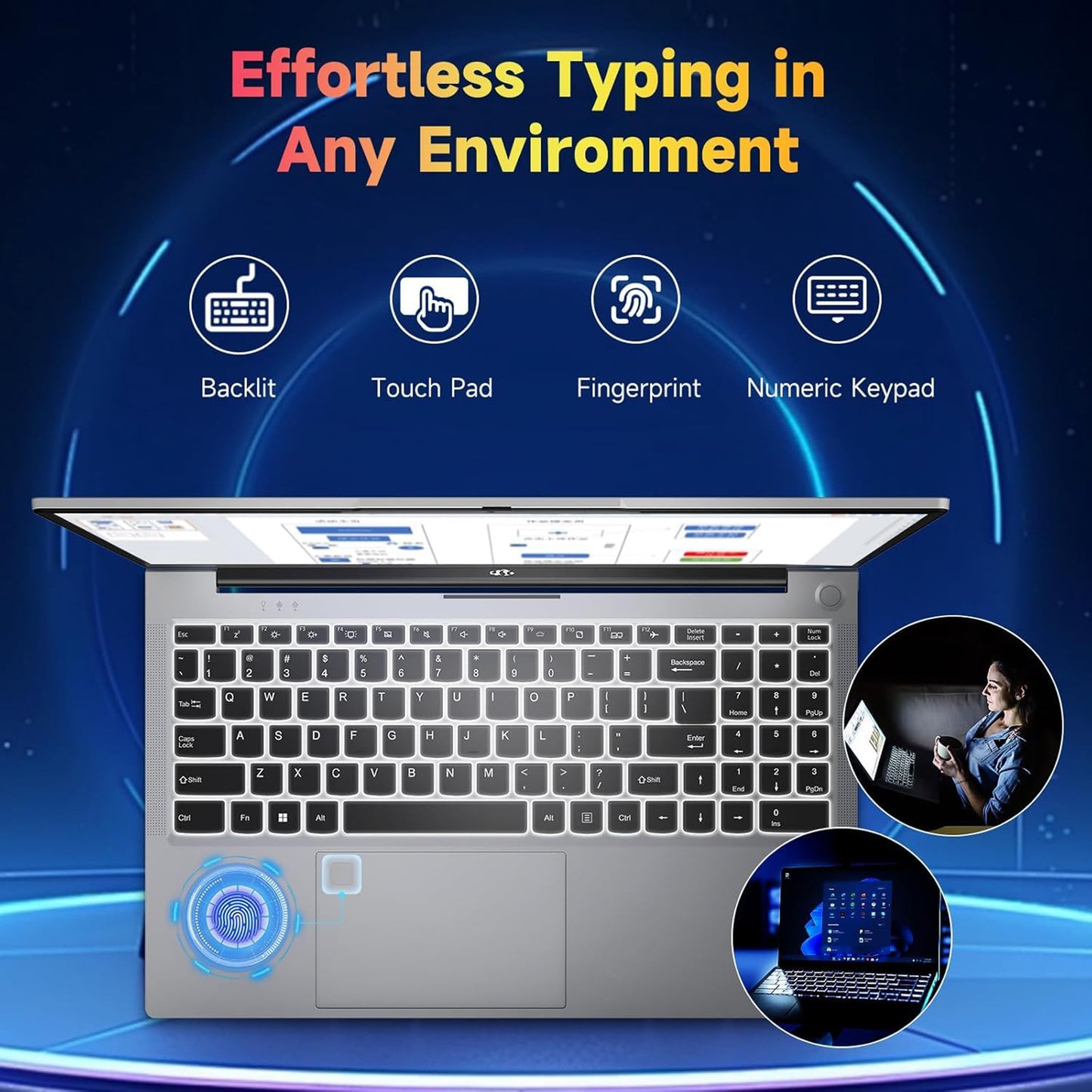 15.6 IPS FHD-Laptop, 16GB RAM 1TB SSD Intel Pentium Quad Core N100 (Beat to i3-1115G4 Up to 3.4GHz) Student-Laptop, Laptop-Computer with Backlit Keyboard Fingerprint Home-laptop, Win11, Rose Gold