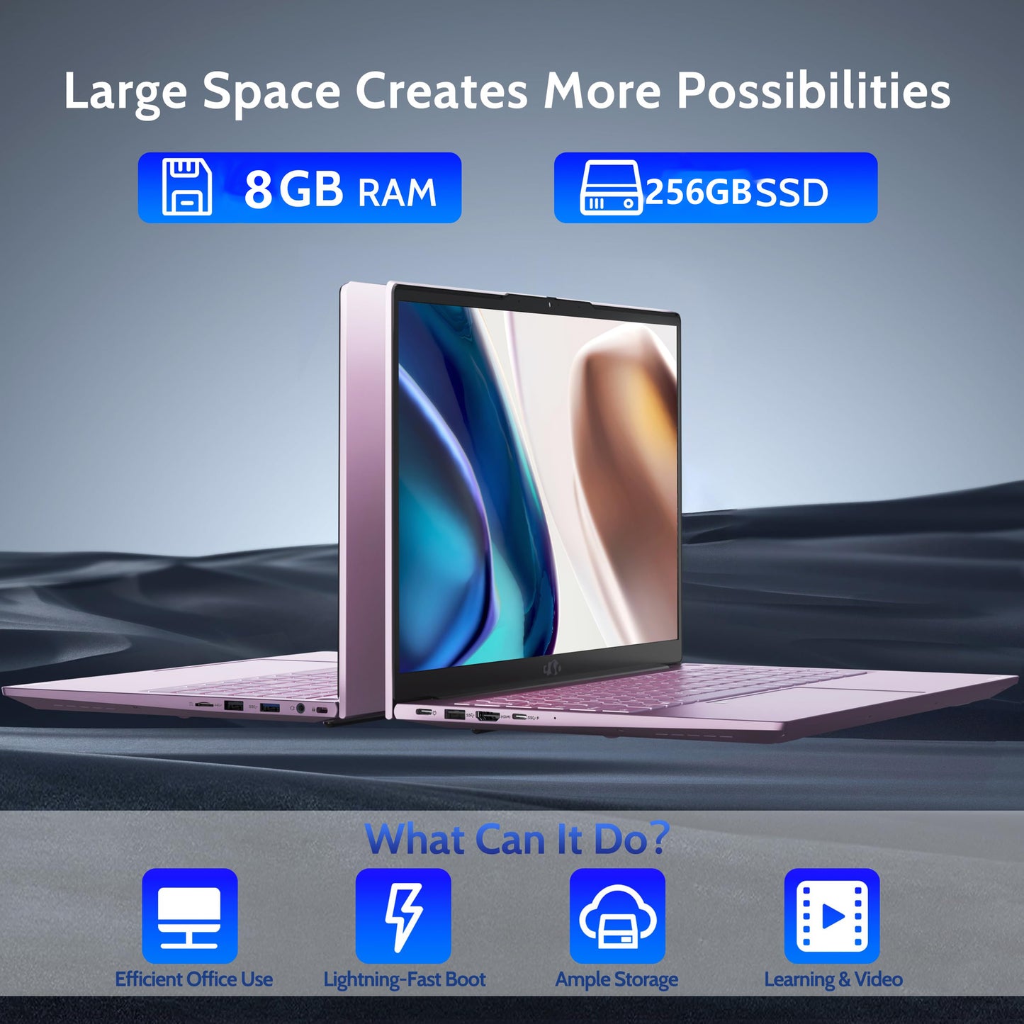 15.6 IPS FHD-Laptop, 16GB RAM 1TB SSD Intel Pentium Quad Core N100 (Beat to i3-1115G4 Up to 3.4GHz) Student-Laptop, Laptop-Computer with Backlit Keyboard Fingerprint Home-laptop, Win11, Rose Gold