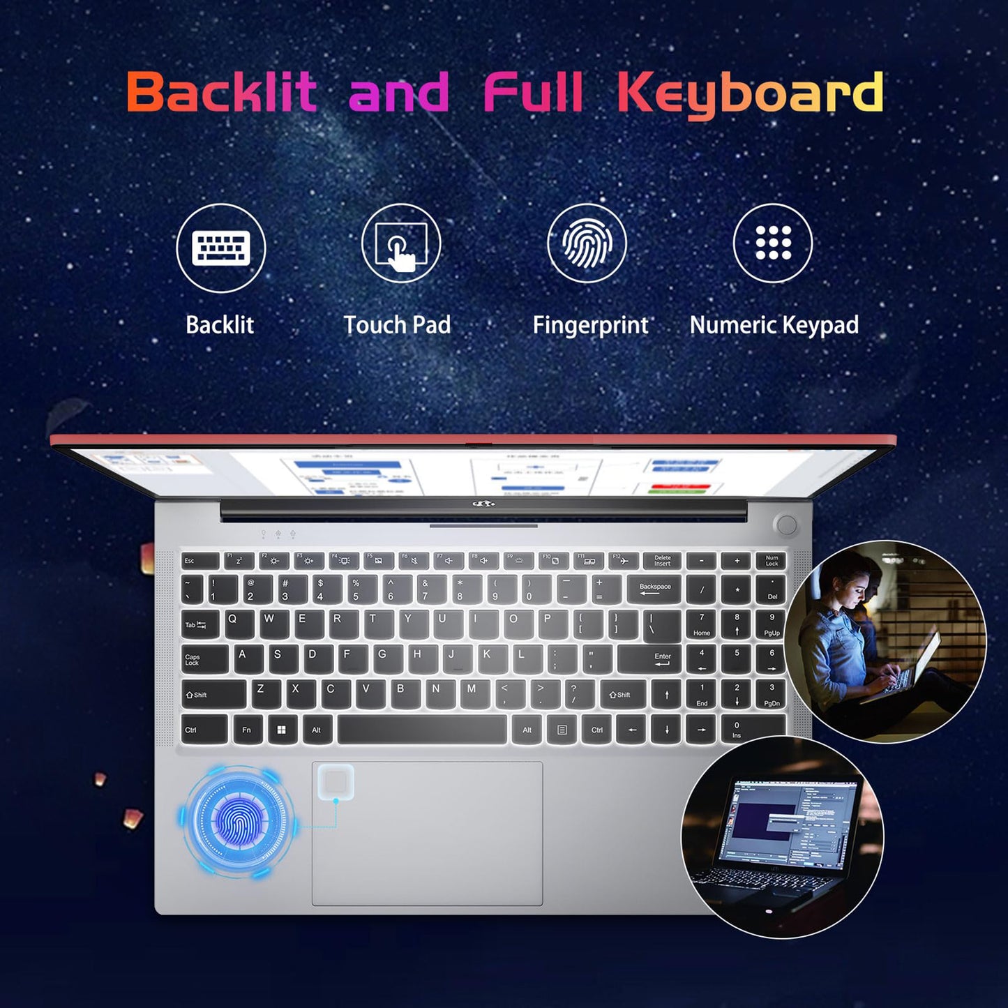 15.6 IPS FHD-Laptop, 16GB RAM 1TB SSD Intel Pentium Quad Core N100 (Beat to i3-1115G4 Up to 3.4GHz) Student-Laptop, Laptop-Computer with Backlit Keyboard Fingerprint Home-laptop, Win11, Rose Gold